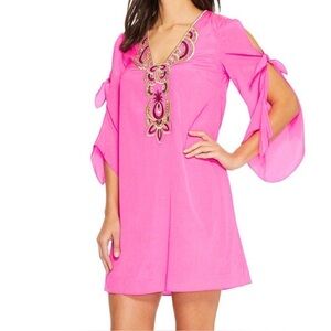 NWT Lilly Pulitzer Avila Stretch Silk Dress Betty fizz fuchsia pink Barbie M